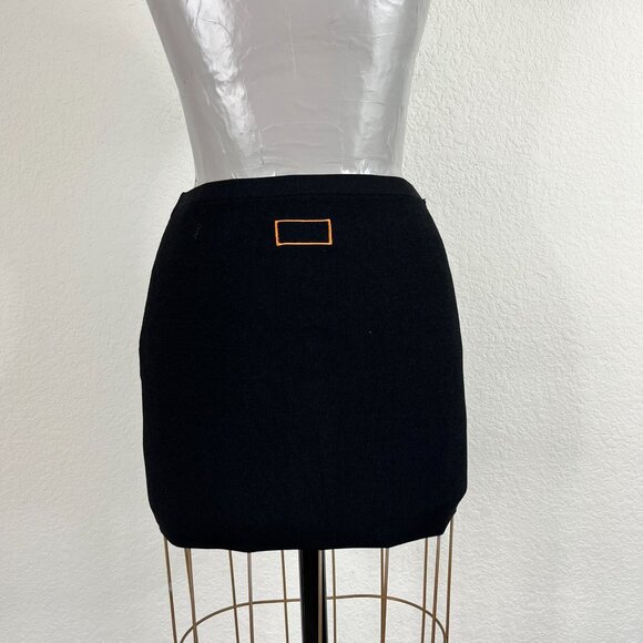 Calvin Klein Heron Preston Knit Ribbed Orange Stitch Black Mini Skirt 2021 - Picture 5 of 10